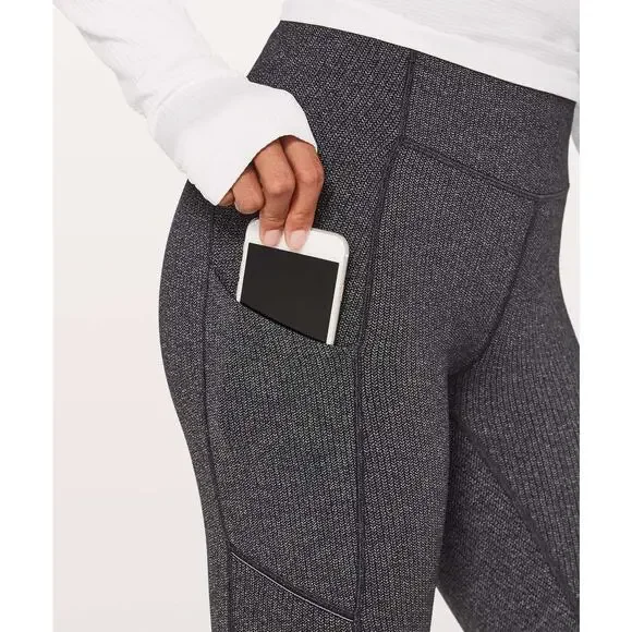 LULULEMON Speed Up Tight 28" Sz 4 Power Luxtreme Variegated Knit lack Heathered - Picture 5 of 12